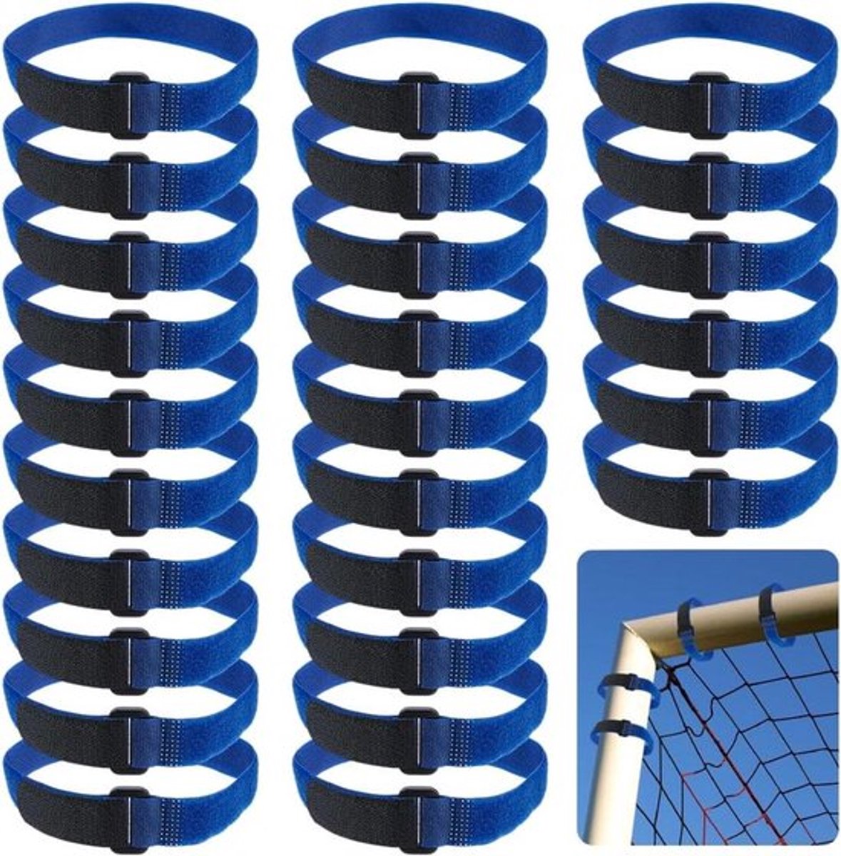 1179x1200-24 - Voetbalnet Bevestigingsriemen - Doelnet Bevestigingsmiddelen - Val - Middernacht Blauw - Verstelbare Haak en Lus - 30 Stuks - Geschikt voor Voetbal Doelnet - Blauw Model - Afbeelding 1