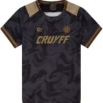 Cruyff - T-shirt - Sportshirt - Zwart - Goud - Voetbal - Maat 140
