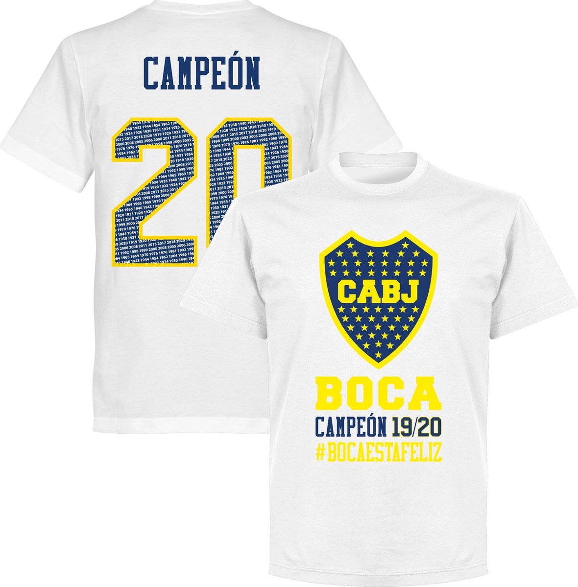 1180x1200-18 Boca Junior Campeon 20 T-shirt - Wit - XS - Afbeelding 1