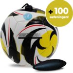 Minisoccerbal Voetbal aan touw - Voetbaltrainer - Voetbal Trainingsmateriaal - Met Oefenstof - Geel/Wit