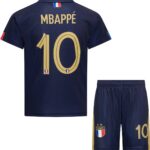Kylian Mbappé - Frankrijk Thuis Tenue - voetbaltenue - Voetbalshirt + Broek Set - Blauw - Maat: XL