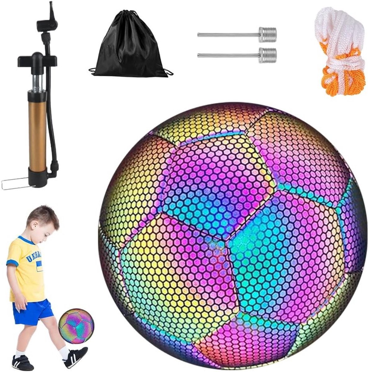 1188x1200-23 Luminous Voetbal Maat 5 - Reflecterende Voetbal voor Training en Spelletjes in het Donker, Geschikt voor Binnen en Buiten, Voor Kinderen en Volwassenen - Afbeelding 1