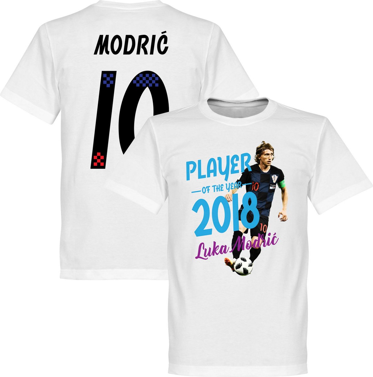 1188x1200-26 Modric Voetballer van het jaar 2018 T-Shirt - Wit - L - Afbeelding 1