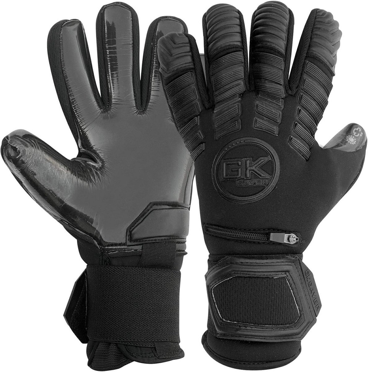 1189x1200-30 Professionele Voetbalkeeperhandschoenen Zwart Negatieve Snit Duurzame Grip - Afbeelding 1