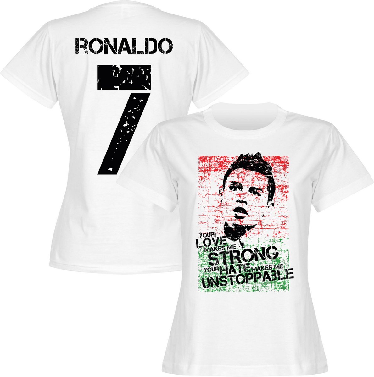 1189x1200-36 Ronaldo 7 Portugal Vlag T-Shirt - Dames - M - 10 - Afbeelding 1