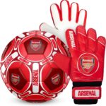 Voetbal Keepershandschoenen Set - Voetbalset Jeugd - Trainen Spelen - Gestikte Panelen Leer - Maat 4 - Rood Marine