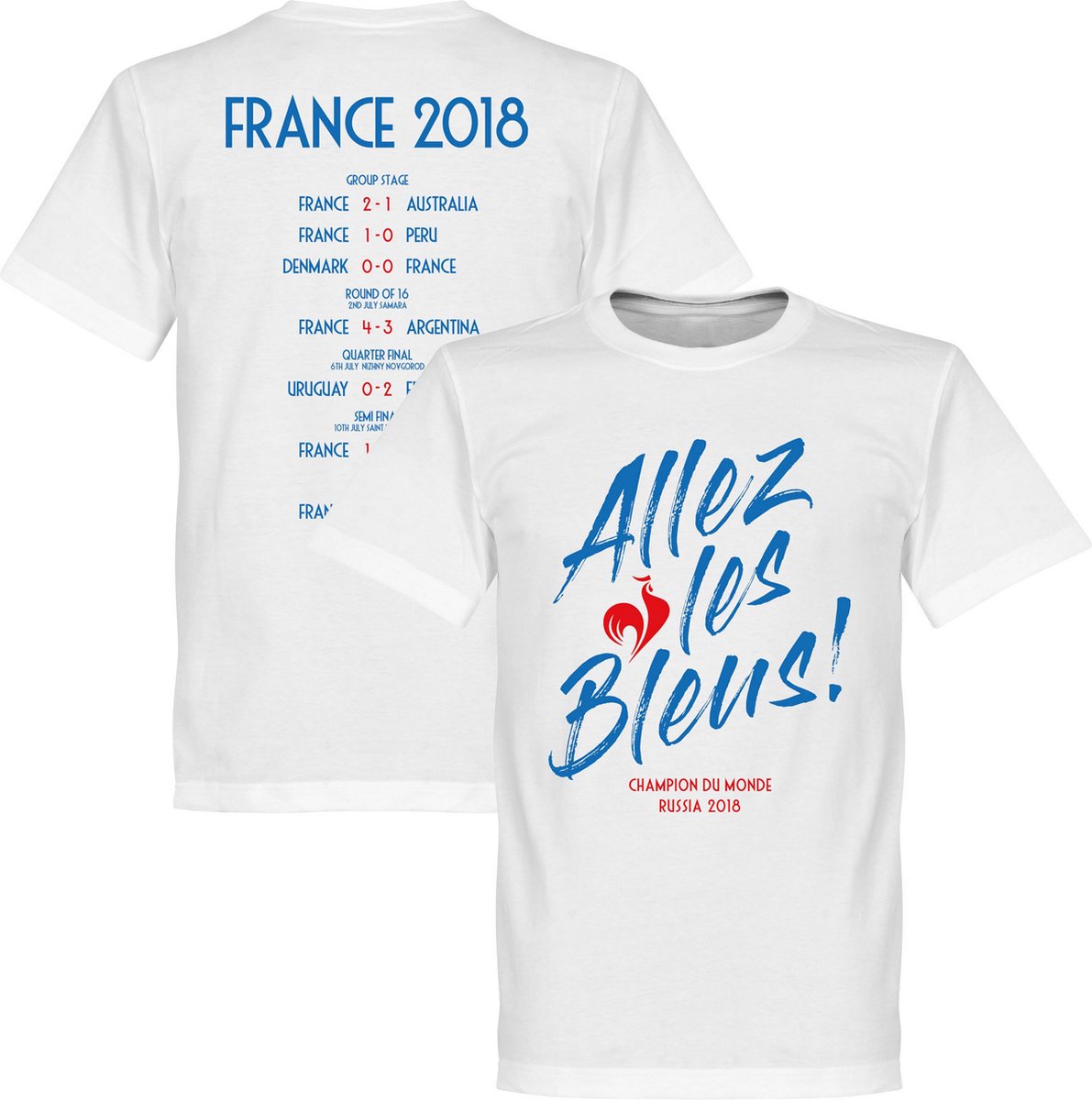 1191x1200-1 Frankrijk Allez Les Bleus WK 2018 Road To Victory T-Shirt - Wit - XXXL - Afbeelding 1