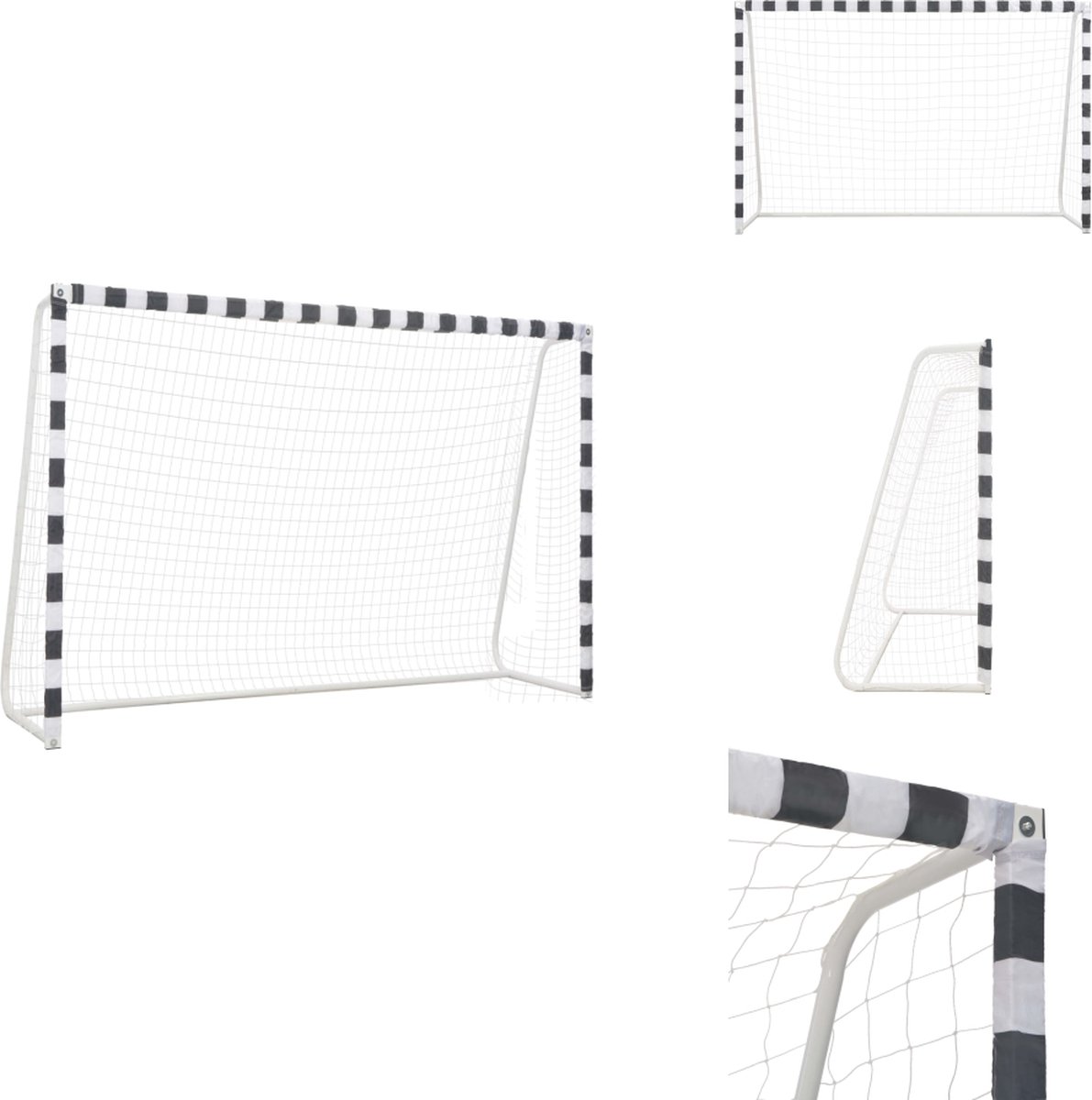 1191x1200-12 vidaXL Voetbalgoal - Voetbalgoals - Voetbaldoel - Voetbaldoelen - Voetbaldoel 300x200x90 cm metaal zwart en wit - Afbeelding 1