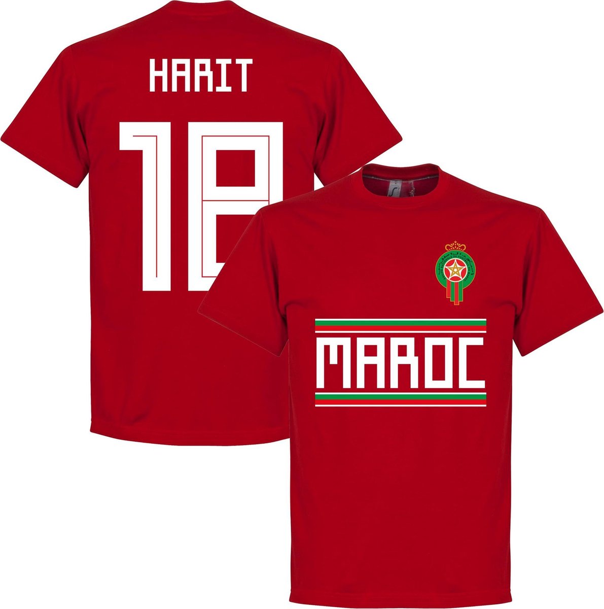 1191x1200-27 Marokko Harit 18 Team T-Shirt - Rood - S - Afbeelding 1