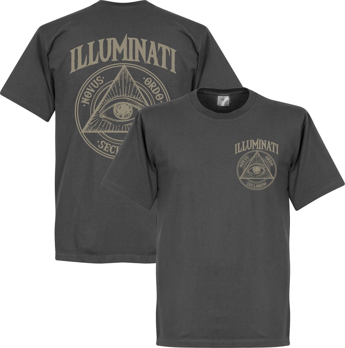 1192x1200-1 Illuminati Pocket & Rug Print T-Shirt - Donkergrijs - S - Afbeelding 1