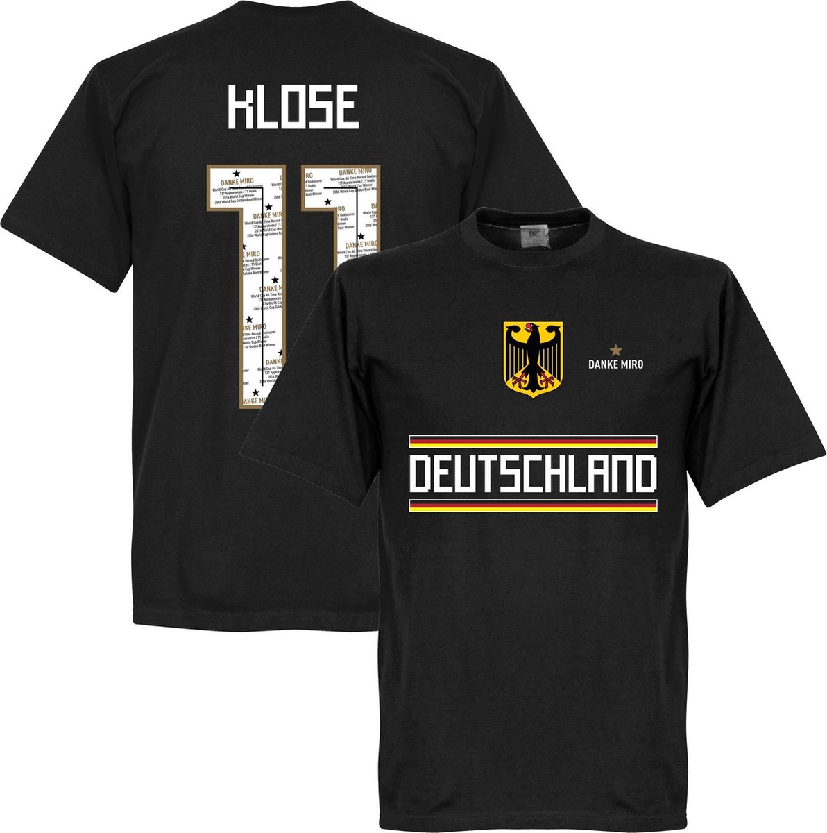1192x1200-49 Duitsland Danke Miro Klose Team T-Shirt - Zwart - XL - Afbeelding 1