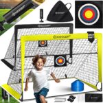 KESSER® Voetbaldoel voor kinderen, pop-up set van 2, opvouwbaar, met glasvezelstangen en hoogwaardige doelnetten voor binnen, buiten en tuin, met transporttas, 6 x hoedjes, balpomp, schietschijf