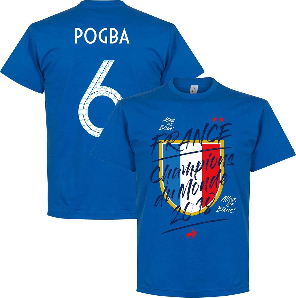 1194x1200-68 Frankrijk Champions Du Monde 2018 Pogba T-Shirt - Blauw - XXXXL - Afbeelding 1