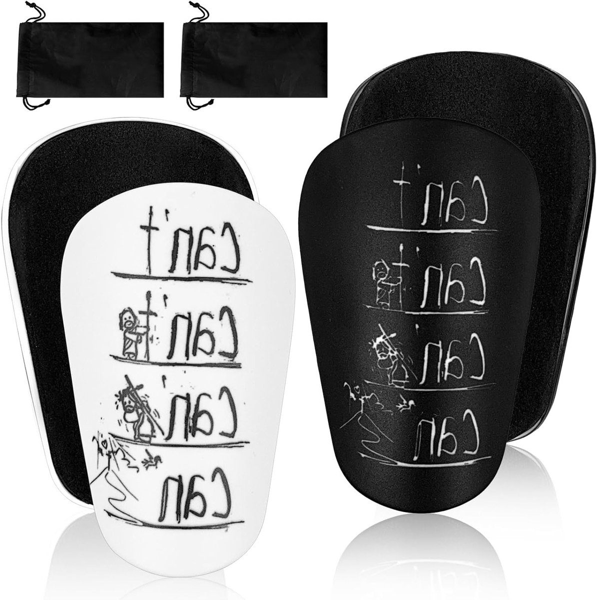 1195x1200-23 Mini Scheenbeschermers voor Voetbal, 2 Pairs, Bescherming voor Kinderen en Tieners, 10 x 6 cm, Inclusief Draagtas en Comfortabele Pasvorm - Afbeelding 1