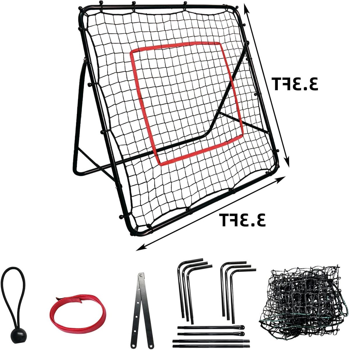 1196x1200-79 Voetbaldoel en Rebounder voor Kinderen, Kickback Net en Rebound Wand voor Effectieve Training Buiten - Afbeelding 1