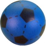 T&F Creations Softbal foam - 2x - voetbal print - blauw - zacht - dia 20 cm - speelgoed ballen