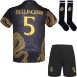 Voetbaltenue Kind Bellingham Rugnummer 5 - Speciale Gouden Draak Editie | Shirt, Shorts & Sokken Set