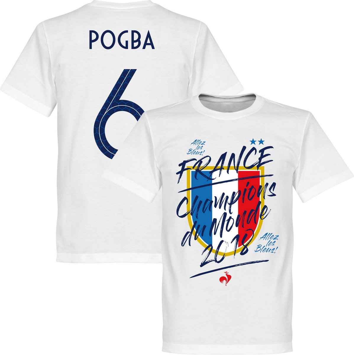 1197x1200-8 Frankrijk Champion Du Monde 2018 Pogba T-Shirt - Wit - XS - Afbeelding 1