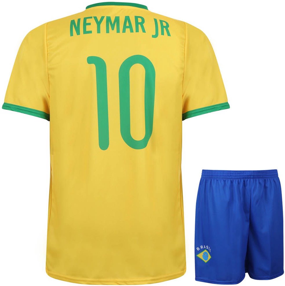 1198x1200-113 Neymar Brazilie Voetbaltenue - Voetbal Tenue Kinderen - Shirt en Broekje - Jongens en Meisjes - Volwassenen - Heren en Dames - Maat L - Afbeelding 1
