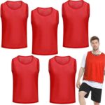 Set van 5 rode voetbalslabbetjes voor volwassenen - Voetbaltraining - Rood - 70 * 47 cm - Teamspel - Unisex - Teamtraining - Hoogte 170-200 cm