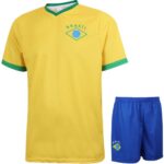 Brazilie Voetbaltenue - Voetbal Tenue Kinderen - Shirt en Broekje - Jongens en Meisjes - Volwassenen - Heren en Dames - Maat 140
