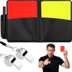 Scheidsrechter kaarten voor voetbal, inclusief 2 metalen fluitjes voor sporttraining en coaching, ideaal cadeau voor coaches en sportliefhebbers