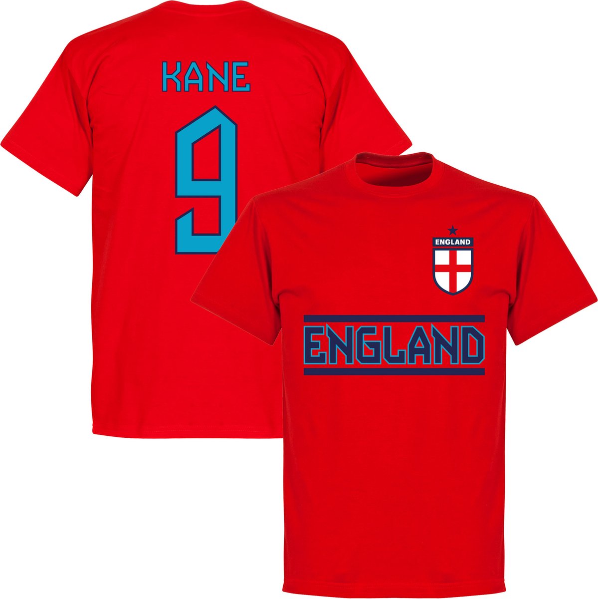 1199x1200-113 Engeland Kane 9 Team T-Shirt - Rood - 3XL - Afbeelding 1