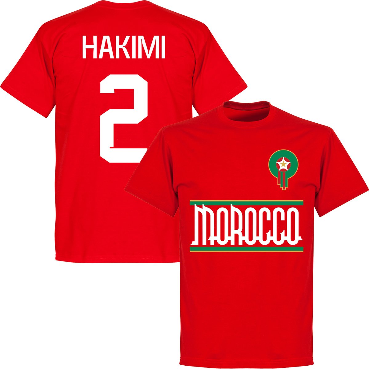 1199x1200-131 Marokko Hakimi 2 Team T-Shirt - Rood - 4XL - Afbeelding 1