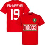 Marokko En-Nesyri 19 Team T-Shirt - Rood - Kinderen - 98