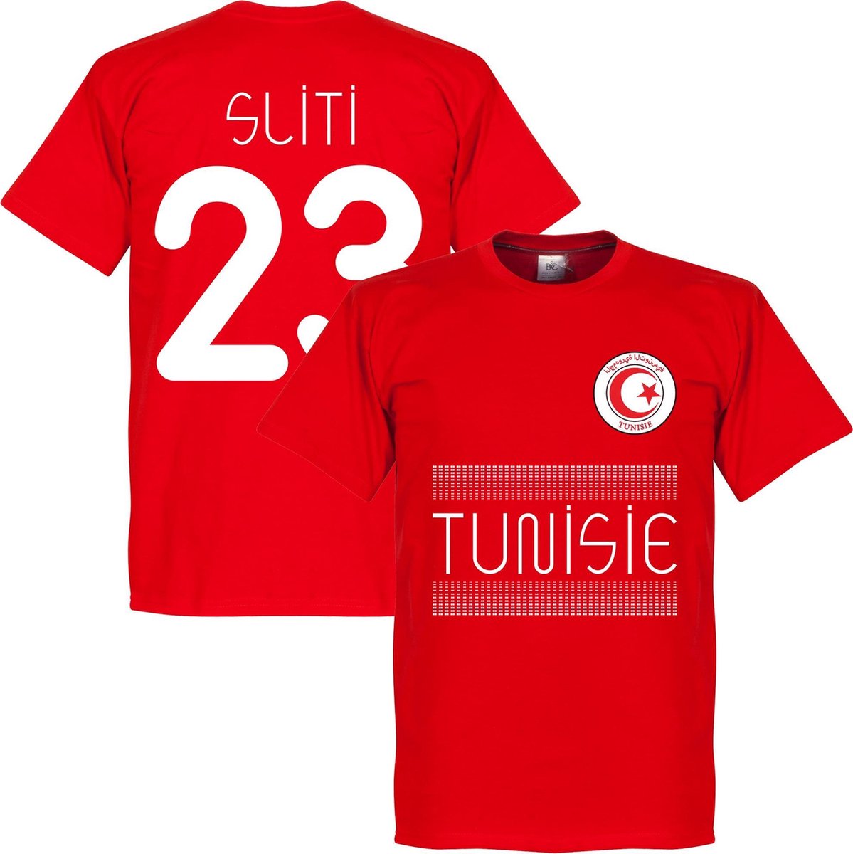 1199x1200-155 Tunesië Sliti 23 Team T-Shirt - Rood - XS - Afbeelding 1