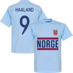 Noorwegen Haaland 9 Team T-Shirt - Lichtblauw - L