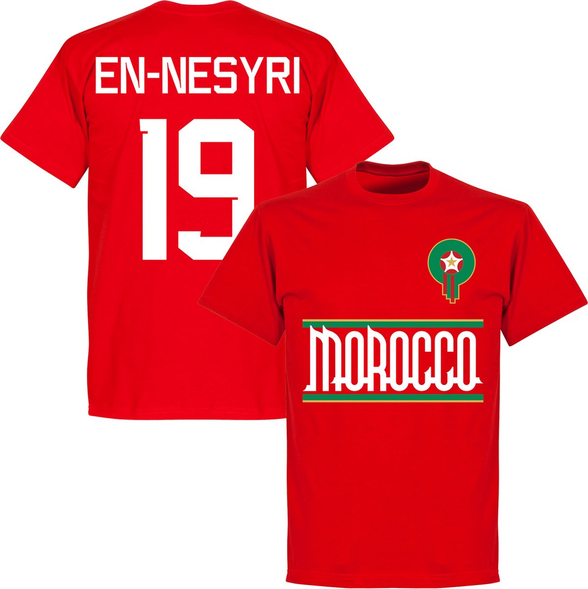 1199x1200-231 Marokko En-Nesyri 19 Team T-Shirt - Rood - XL - Afbeelding 1