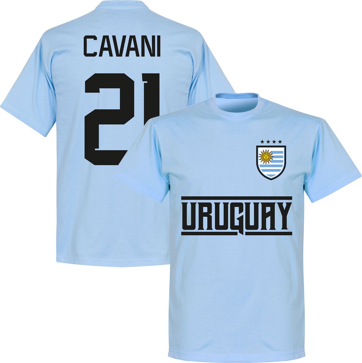 1199x1200-240 Uruguay Cavani 21 Team T-Shirt - Lichtblauw - S - Afbeelding 1