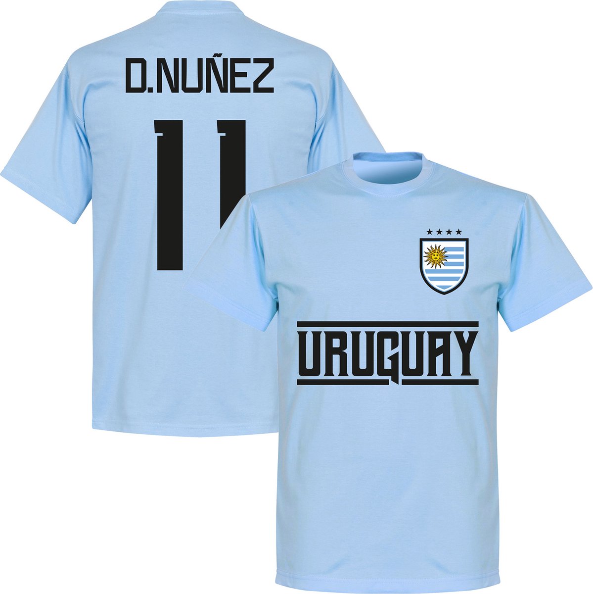 1199x1200-246 Uruguay Darwin Nunez 11 Team T-Shirt - Lichtblauw - Kinderen - 98 - Afbeelding 1
