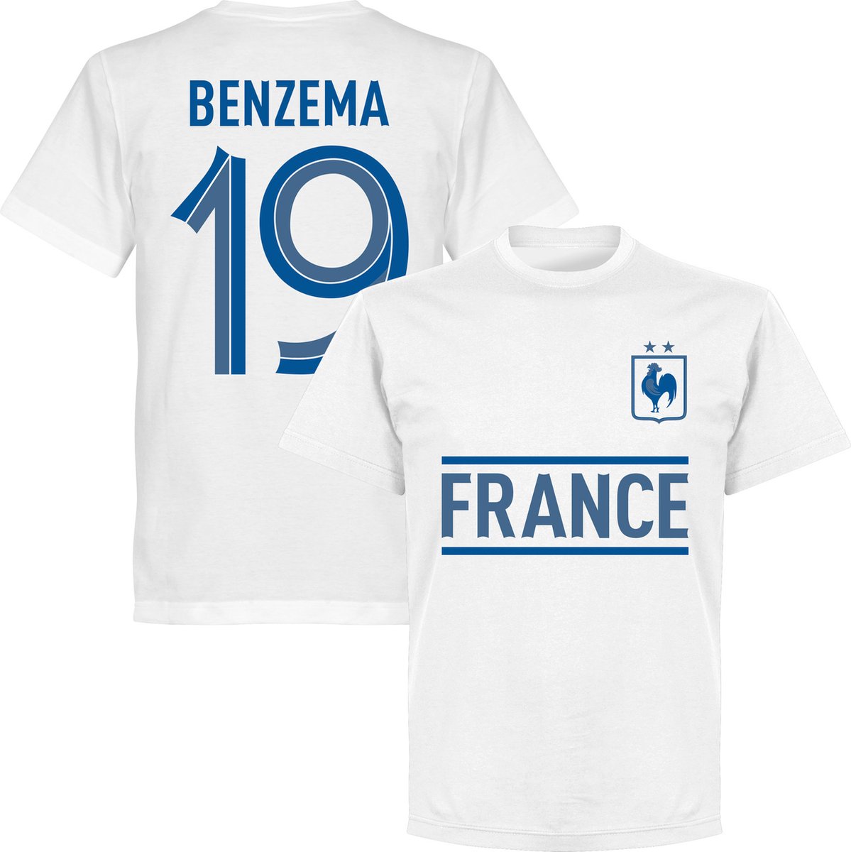 1199x1200-266 Frankrijk Benzema 19 Team T-Shirt - Wit - 5XL - Afbeelding 1