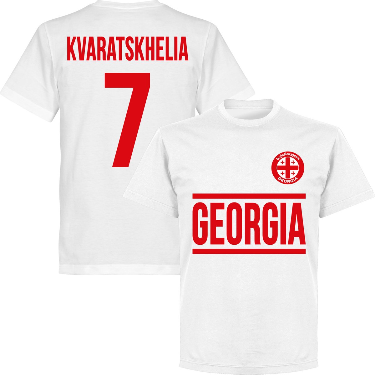 1199x1200-300 Georgië Kvaratskhelia 7 Team T-Shirt - Wit - XXXL - Afbeelding 1