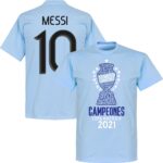 Argentinië Copa America 2021 Winners Messi 10 T-Shirt - Lichtblauw - L