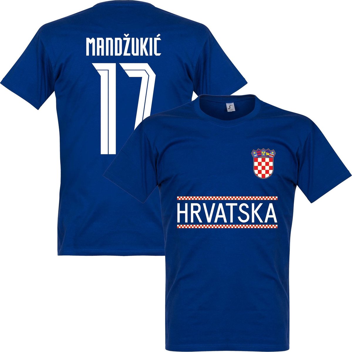 1199x1200-331 Kroatië Mandzukic Team T-Shirt - Blauw - M - Afbeelding 1