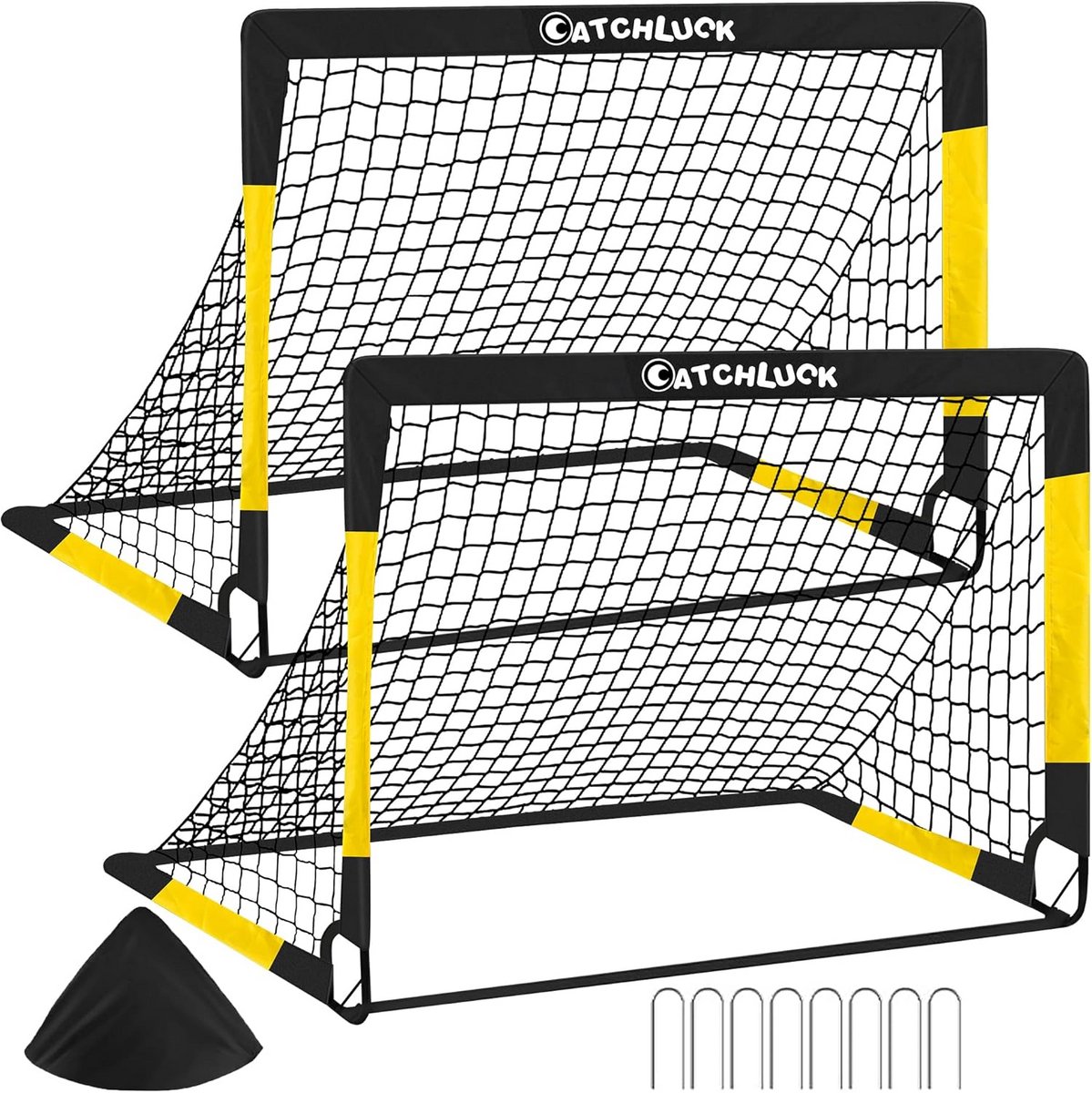 1199x1200-345 Set van 2 Draagbare Pop-Up Voetbaldoelen voor Kinderen - Tuin en Buiten training - Afbeelding 1