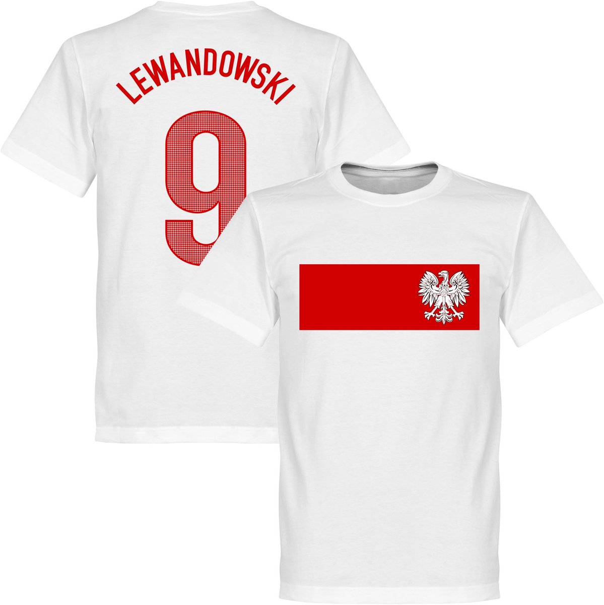 1199x1200-352 Polen Lewandowski 9 Banner T-Shirt - Kinderen - 152 - Afbeelding 1