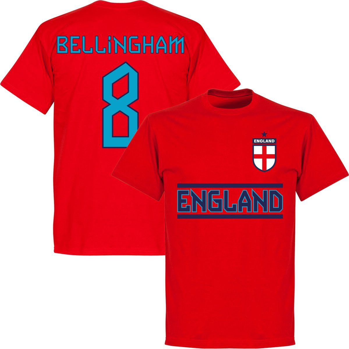 1199x1200-360 Engeland Bellingham 8 Team T-Shirt - Rood - 4XL - Afbeelding 1