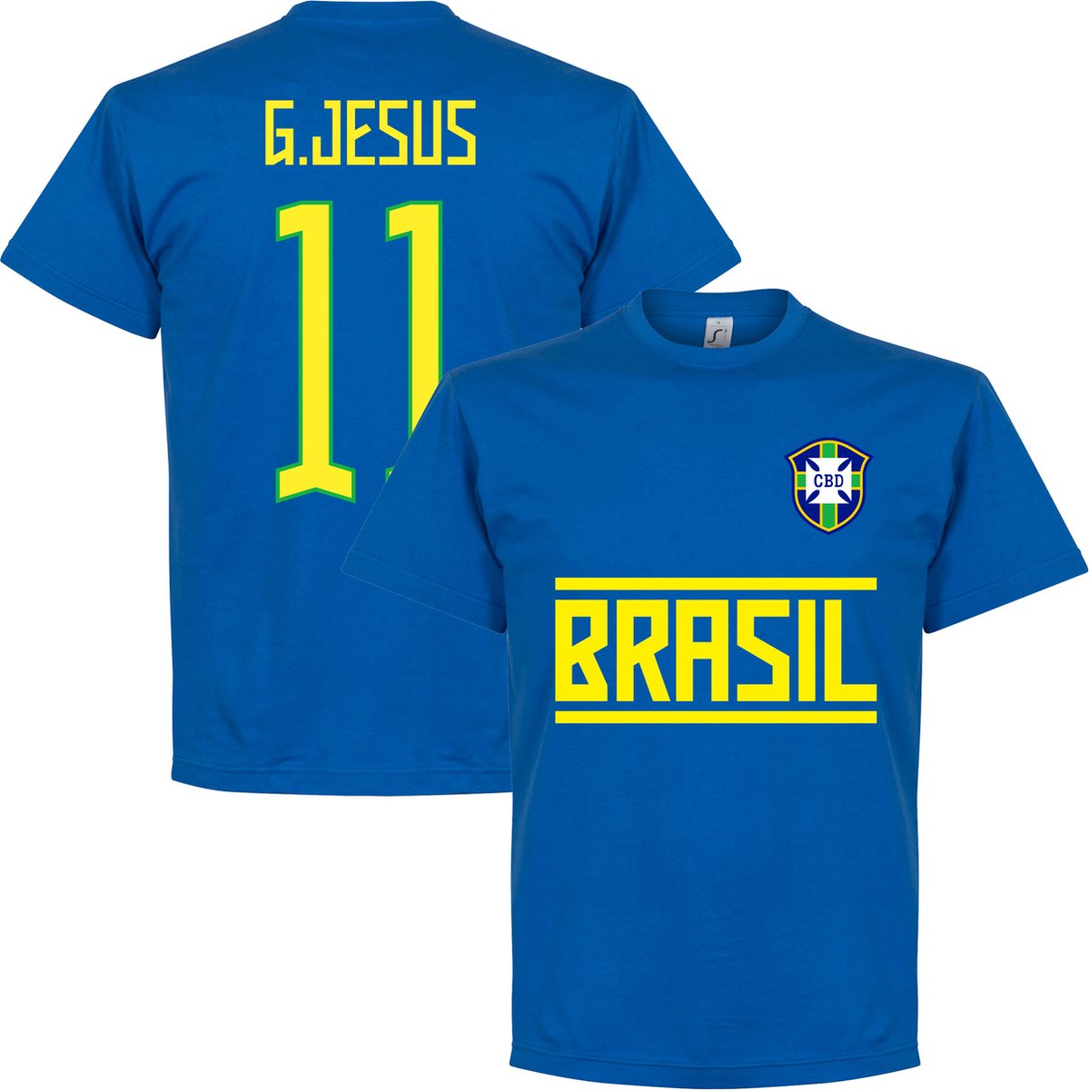 1199x1200-39 Brazilië G. Jesus 11 Team T-Shirt - Blauw - XXL - Afbeelding 1