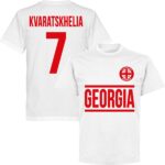 Georgië Kvaratskhelia 7 Team T-Shirt - Wit - Kinderen - 92