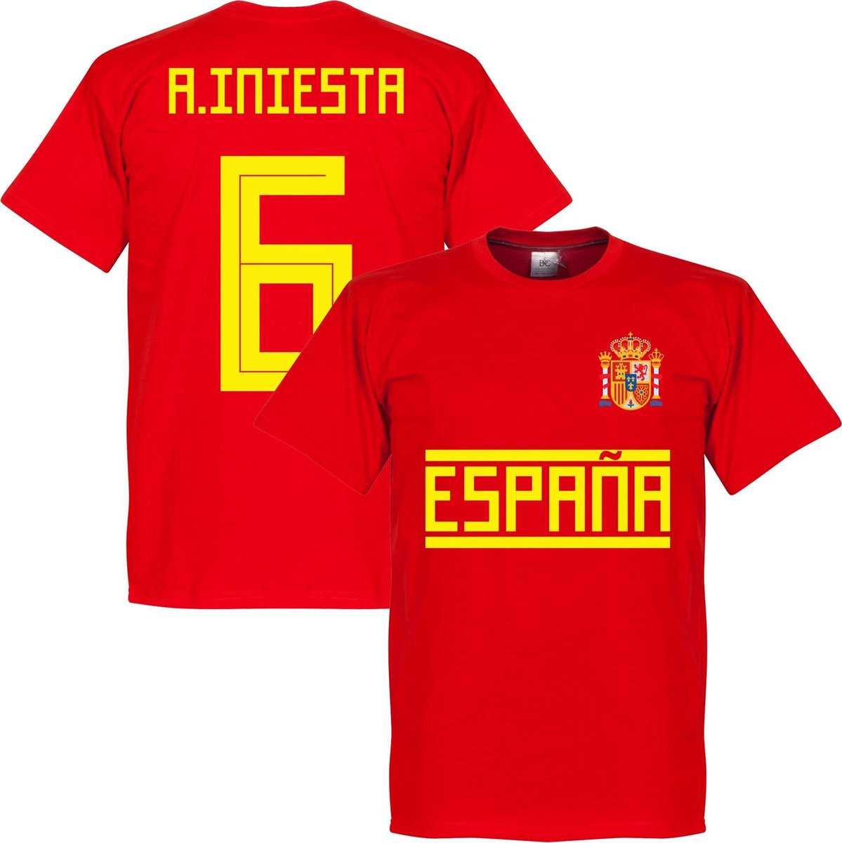 1199x1200-47 Spanje A. Iniesta 6 Team T-Shirt - L - Afbeelding 1