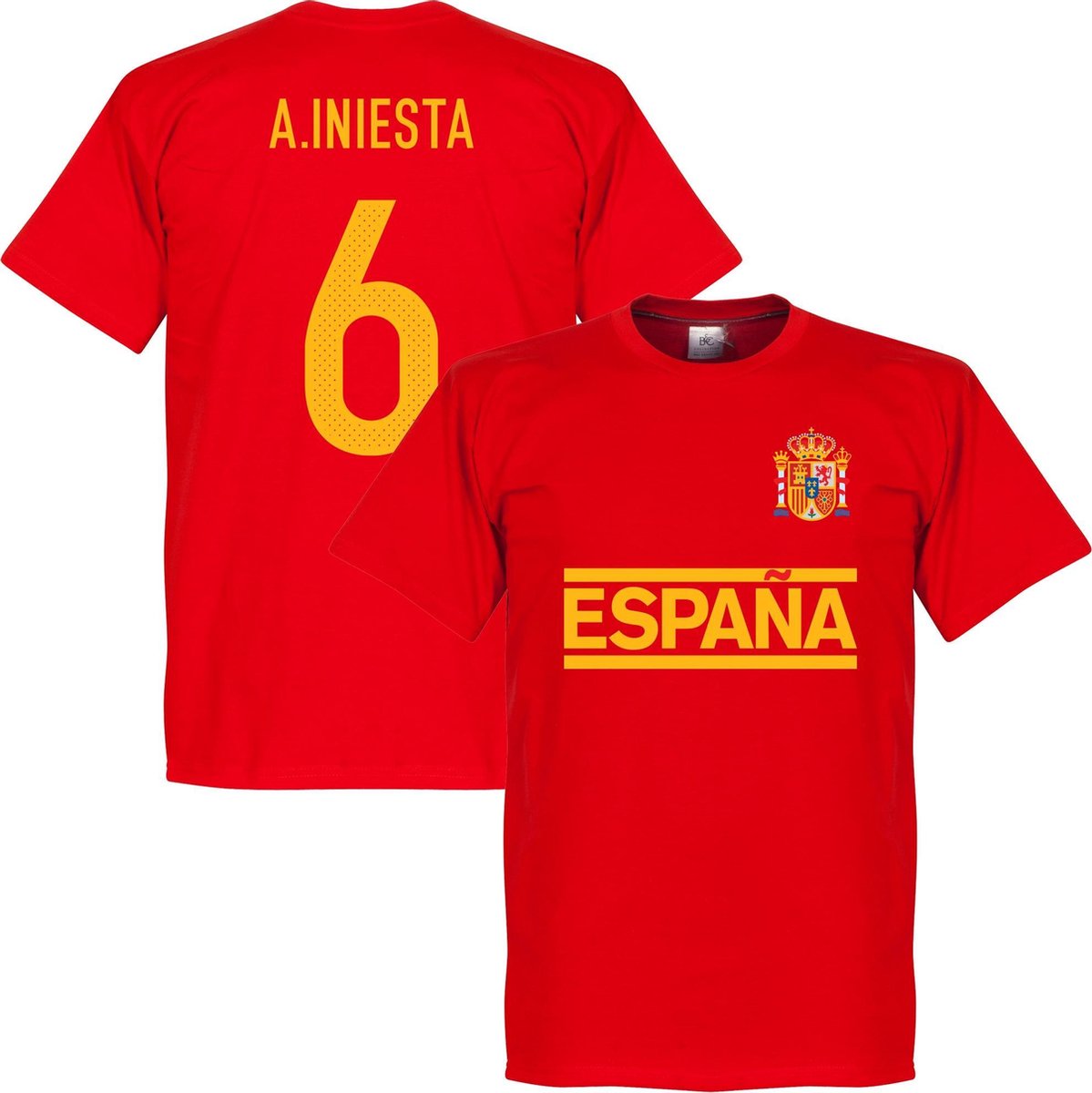 1199x1200-54 Spanje Iniesta Team T-Shirt - L - Afbeelding 1
