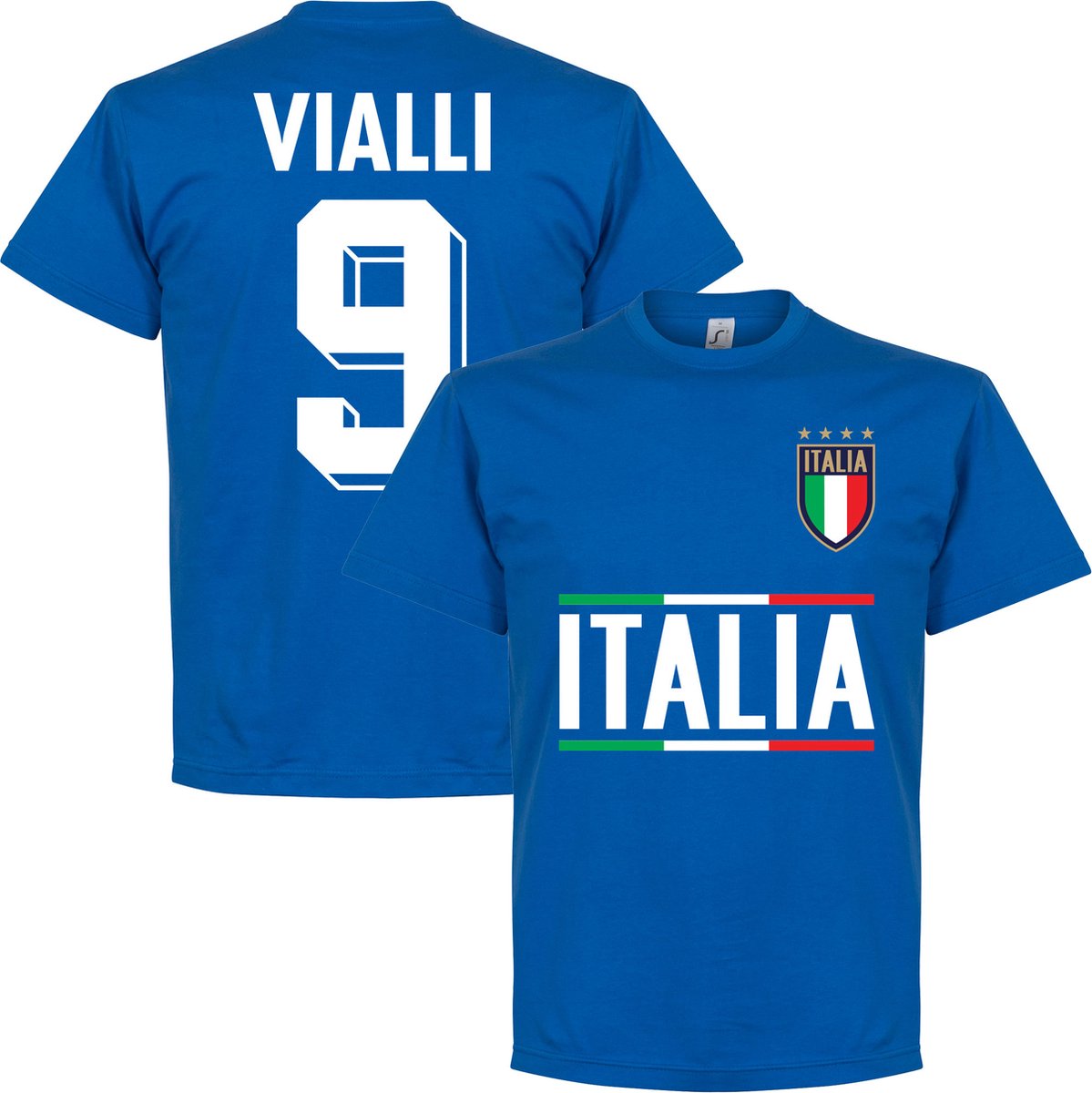 1199x1200-58 Italië Vialli 9 Team T-Shirt - Blauw - XL - Afbeelding 1
