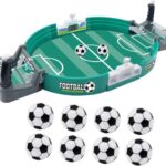Daity 1 set - Tafelvoetbalspel - Mini-tafelvoetbalspel - Interactief binnenspel voor thuis - Interactief bordspel - Groen - Bevat 8 tafelvoetballen - Perfect als cadeau voor een kinderfeestje, kerstcadeau en feestdagen.
