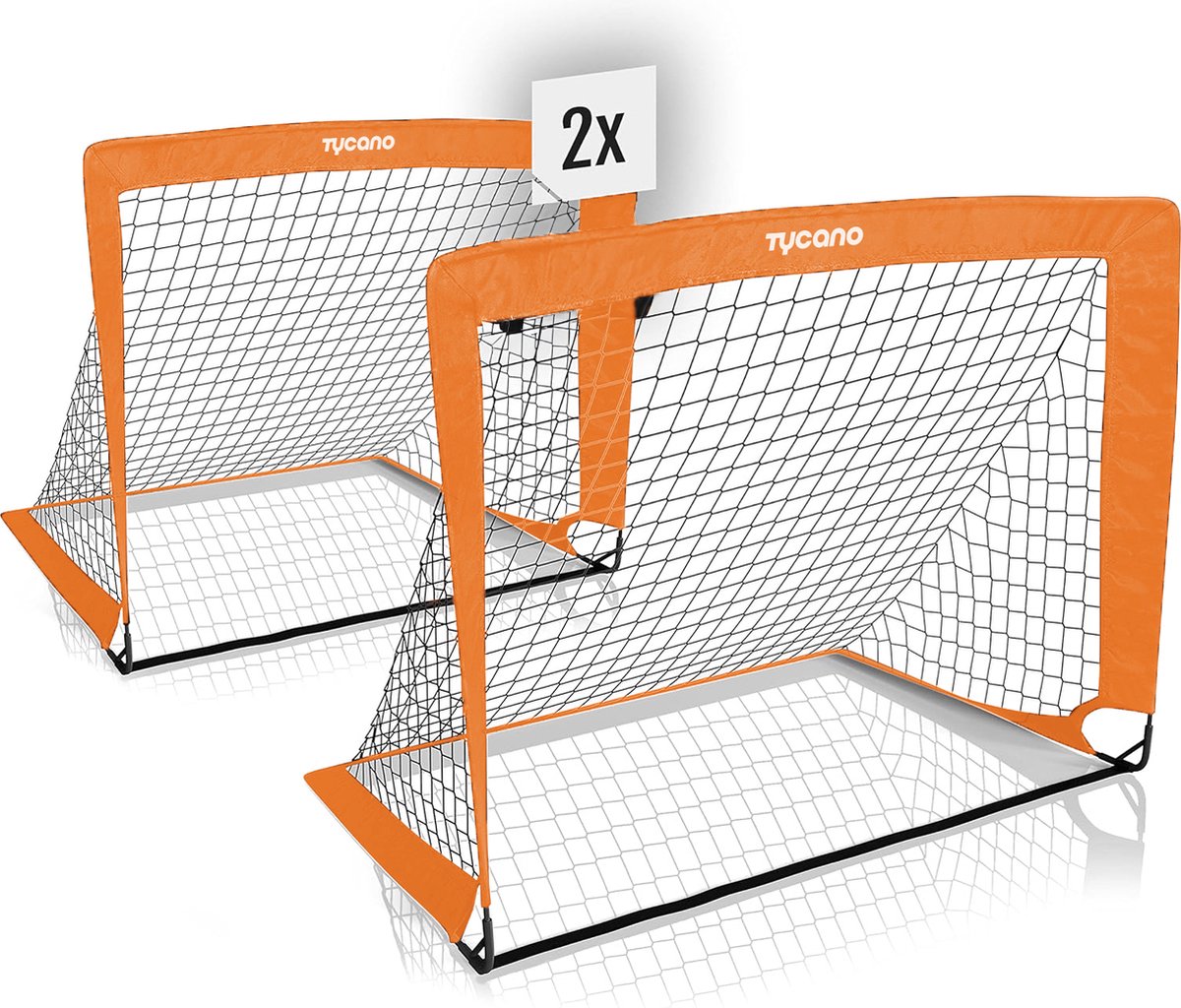 1200x1024-1 Tycano Pop-Up Voetbaldoelen Set van 2 - Kinderen - Voetbaldoeltjes - Opvouwbaar - 120 x 90 cm - 2 stuks - Oranje - Afbeelding 1