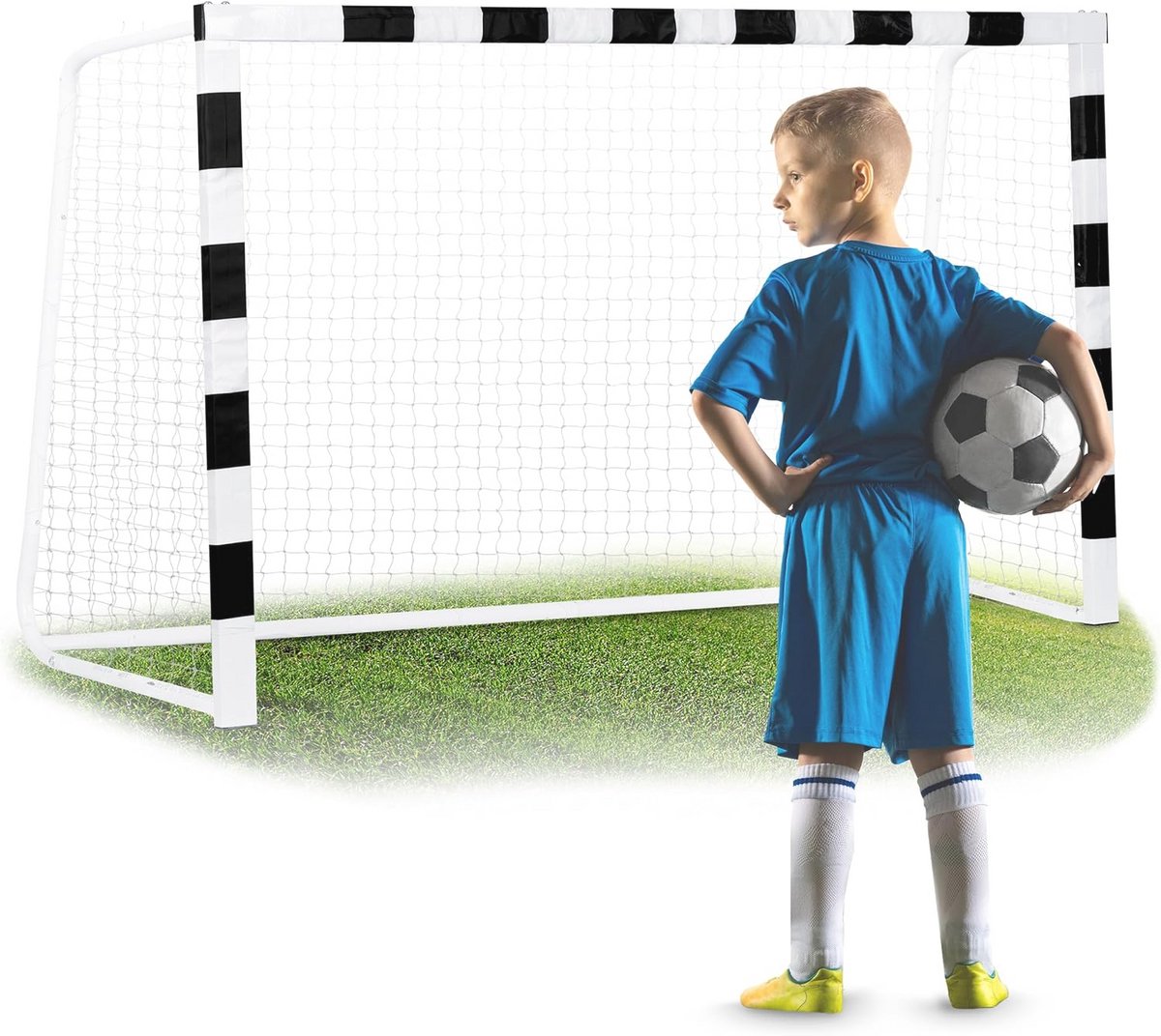 1200x1072-4 Voetbaldoel voor kinderen en volwassenen met beschermhoes - zwart/wit - Afbeelding 1