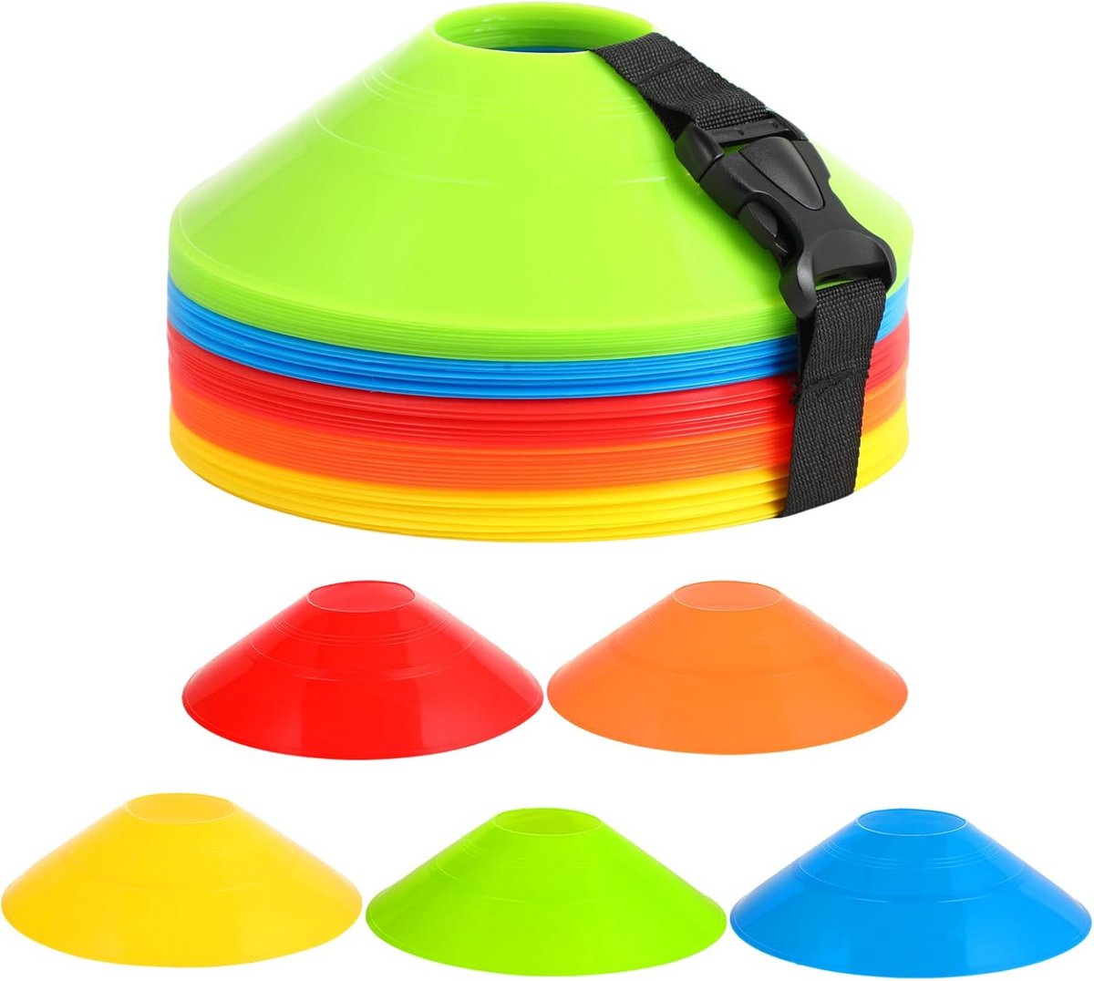 1200x1076-2 50-Delige Petten Set met Gespsluiting in 5 Kleuren voor Sporttrainingen - Afbeelding 1